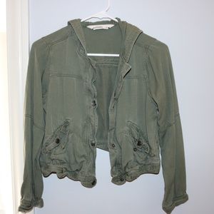 Army green cropped jacket
